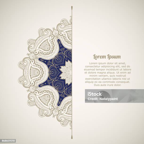 Greeting Card In Oriental Style Template Of Greeting Card Or Invitation With Ethnic Ornament Oriental Pattern Mandala Stock Illustration - Download Image Now