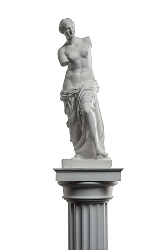 plaster sculpture of Venus on a white background, gypsum