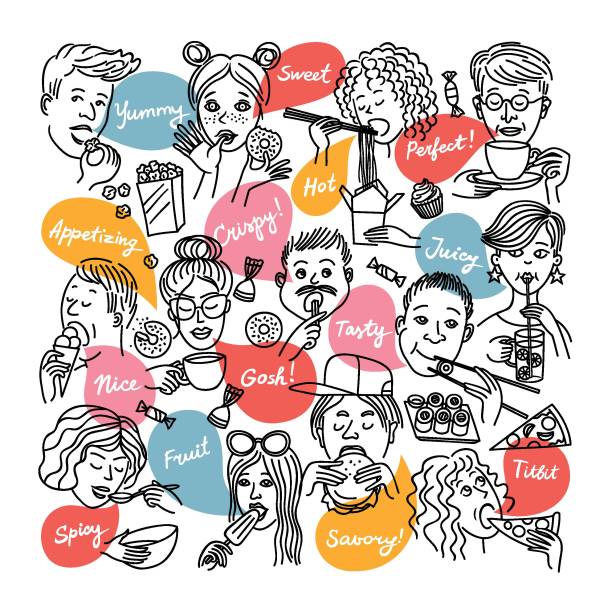 ludzie jedzą - jeść stock illustrations