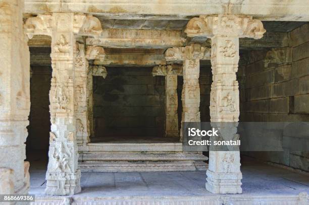 Details Of Interior Of Prasanna Virupaksha Temple In Hampi India Stock Photo - Download Image Now