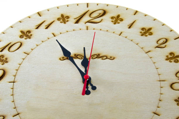 istock Wooden round wall watch - clock isolated on white background 868671004