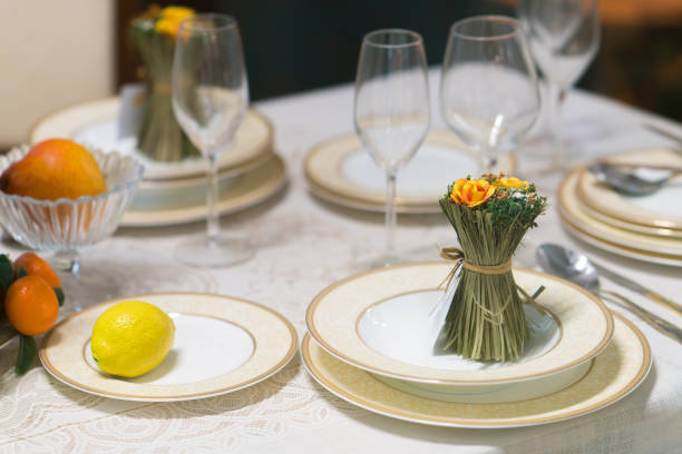 istock Beautiful table set with flowers for a festive event, party or wedding reception 868671218