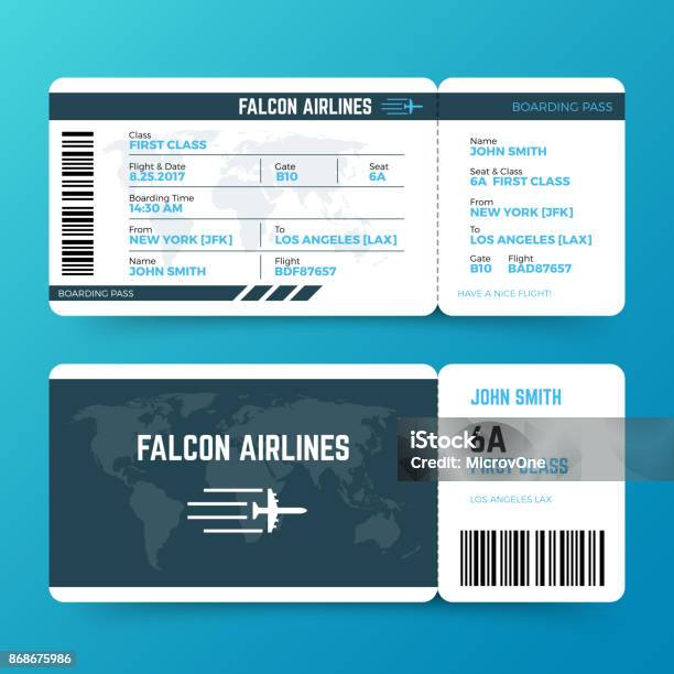 Ilustración de Plantilla Embarque De La Vector Del Ticket De Pase Del Viaje Aerolínea Moderna y más Vectores Libres de Derechos de Billete de avión