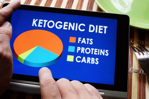 Man holding tablet with meal plan of Ketogenic diet.