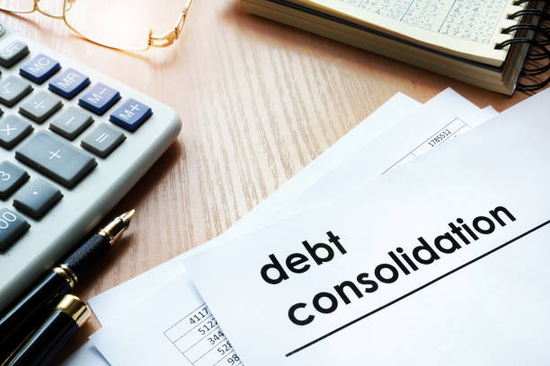 Debt consolidation printed on a piece of paper 