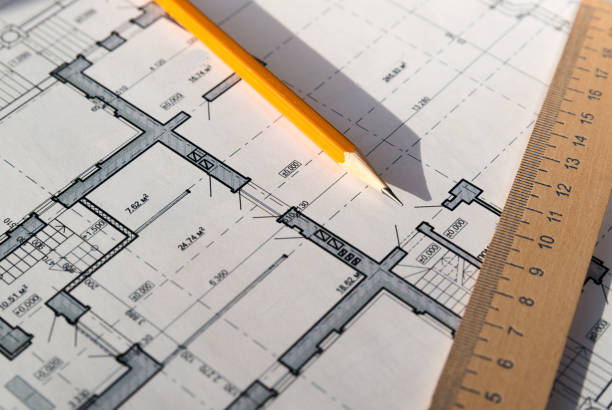 istock In the construction drawing are pencil and roulette 868676376
