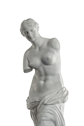 escultura de Venus de yeso sobre un fondo blanco, yeso photo
