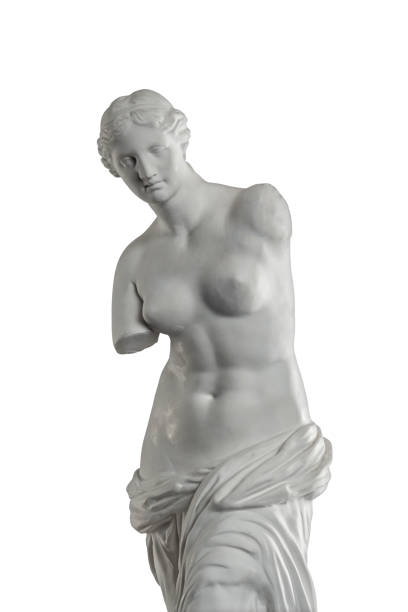 scultura in gesso di venere su sfondo bianco, gesso - statue greek culture sculpture white foto e immagini stock
