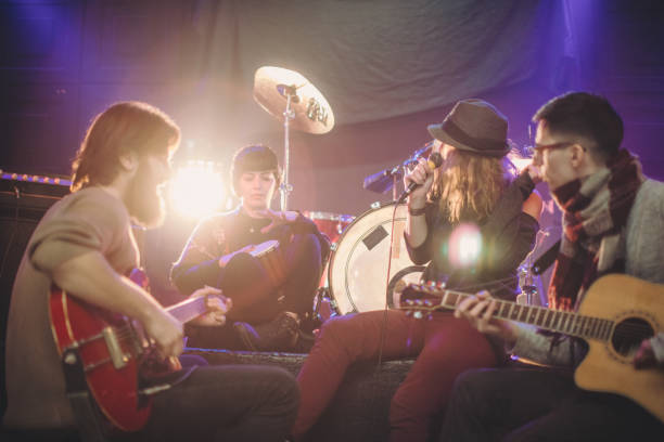 istock Rock band having rehearsal in club 868678012