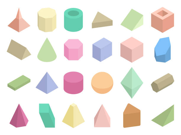 izometryczne geometryczne kształty kolorów 3d zestaw wektorowy - piramida figura geometryczna stock illustrations