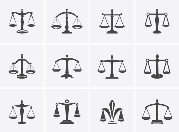 весы низкие - scales of justice legal system law balance stock illustrations