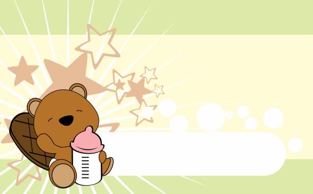 cute baby beaver cartoon background copyspace cute baby animal cartoon background copyspace in vector format clip art of baby beaver stock illustrations