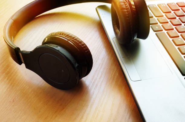 istock Audio podcast or music in internet concept. 868692474