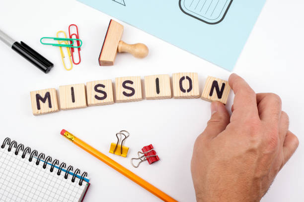 istock mission concept. Wooden letters on a white background 868692638