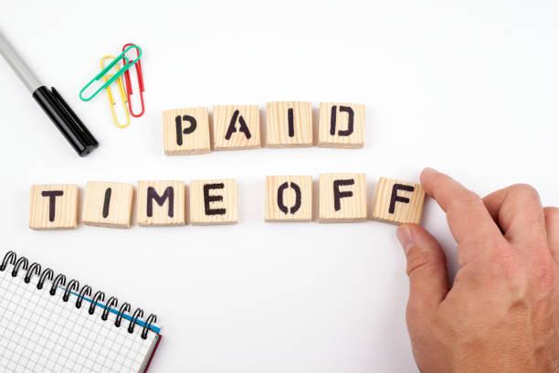 paid time off. Wooden letters on a white background
