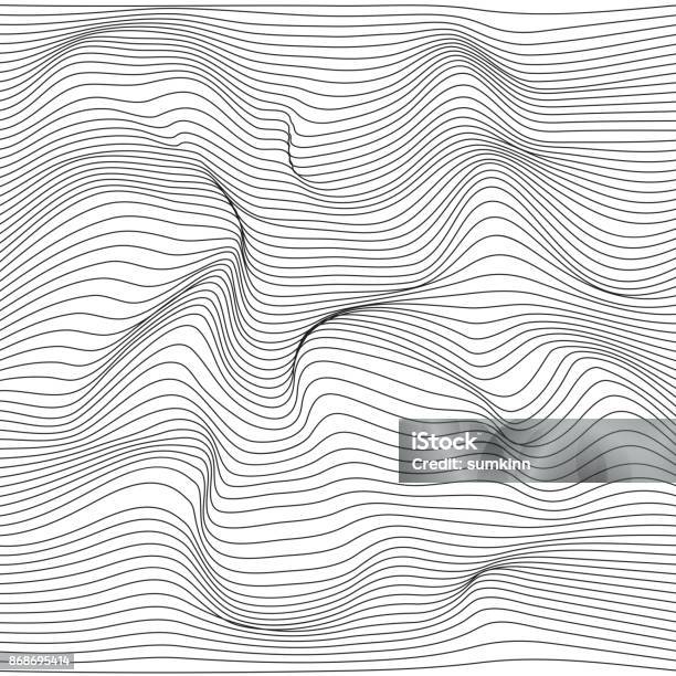 Ilustración de Textura Monocromática De Onda Distorsionada y más Vectores Libres de Derechos de Arte óptico - Arte óptico, Distorsionado, Imagen distorsionada