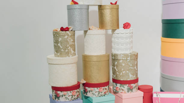 istock boxes for gift wrapping for the new year close-up. gift wrapping 868695636