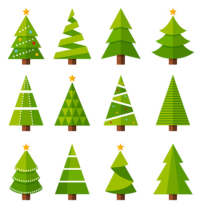 Christmas tree icon set - vector illustration