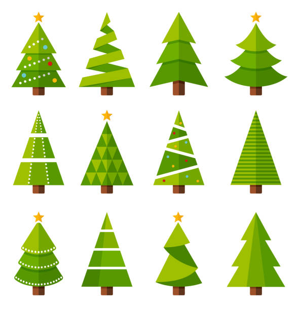 Christmas trees Christmas tree icon set - vector illustration fir tree illustrations stock illustrations