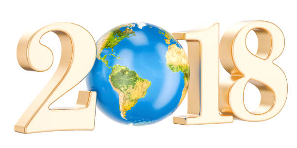 istock Happy New Year 2018 with earth concept, 3D rendering 868697604
