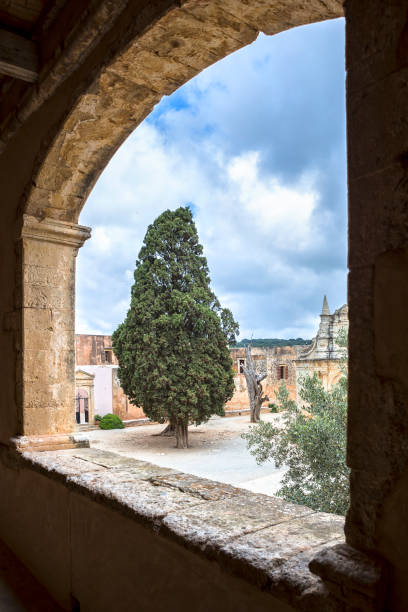 istock Inner yard of Arkadi Monastery, Crete, Greece 868697850