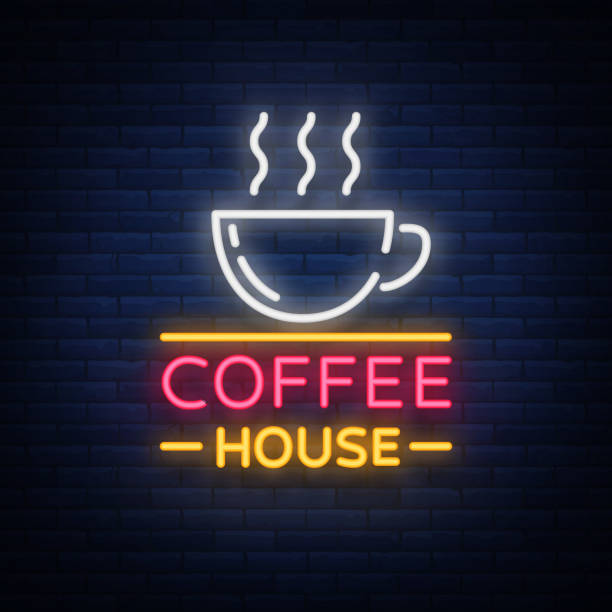 istock Coffee neon signboard, logo, glowing emblem, vector illustration for your business. A bright signboard advertising coffee, hot drinks 868703238