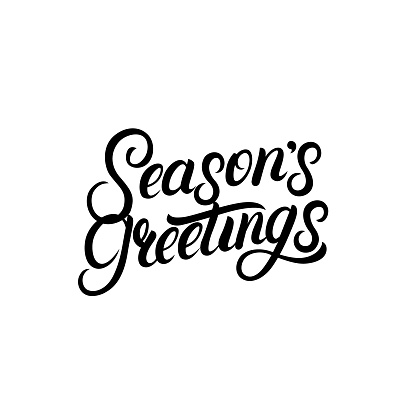 Seasons Greetings hand written lettering design. Modern brush calligarphy for Christmas card. Isolated on background. Vector illustration.