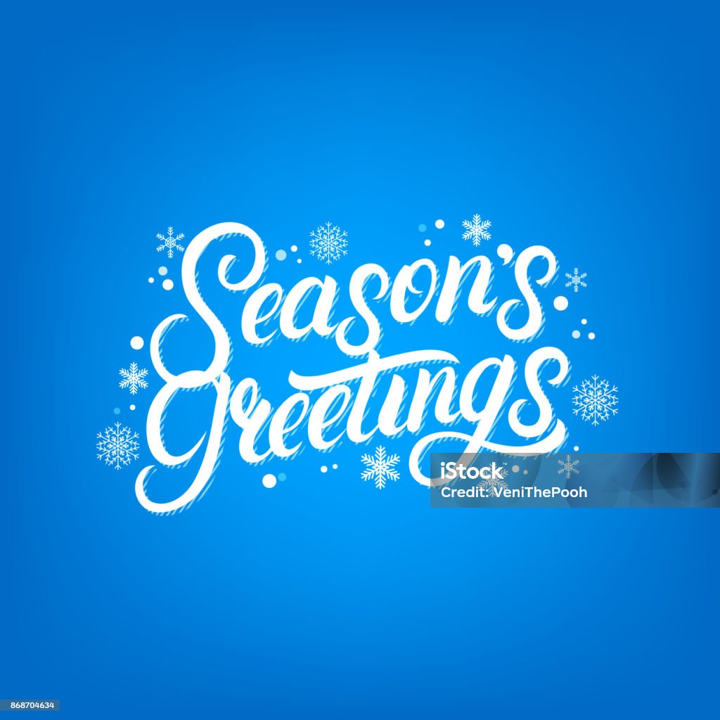 Temporadas de escritos diseño de rotulación a mano saludos. Pincel moderno calligarphy para tarjeta de Navidad. - arte vectorial de Season's Greetings - Frase corta libre de derechos
