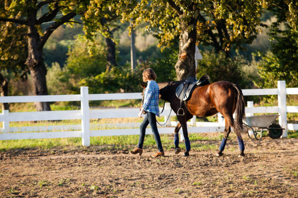 istock Beautiful girl with horse 868707344