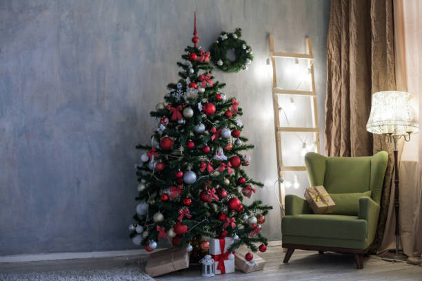 istock room with Christmas decorations Christmas tree gifts 868707490