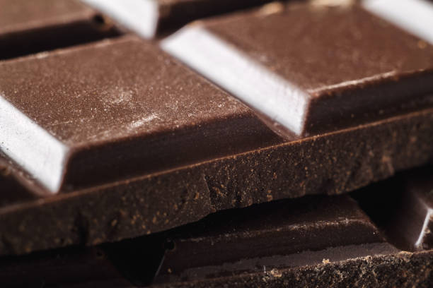 istock Bitter dark chocolate pieces on the heap, selective focus, macro image 868716502