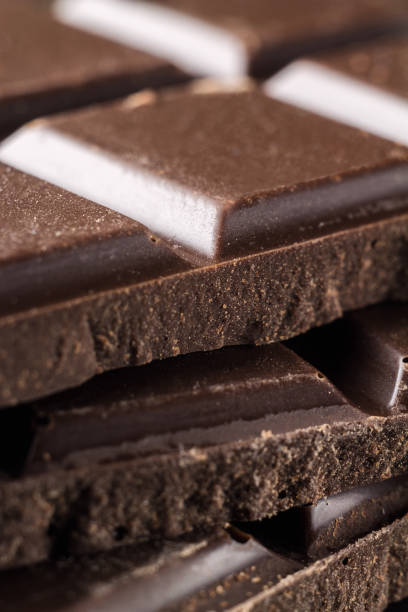 istock Bitter dark chocolate pieces on the heap, selective focus, macro image 868716512