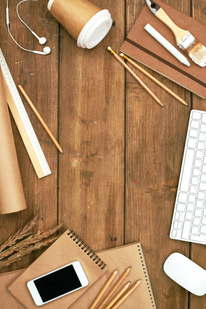 istock Designers workplace in brown color 868730858