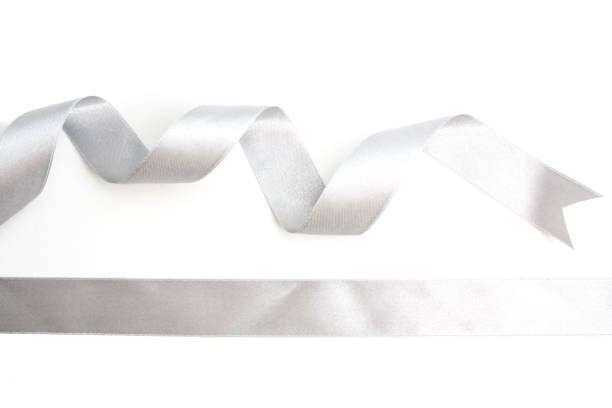 istock silver ribbon bow in bright silver white grey color isolated on white background 868739742