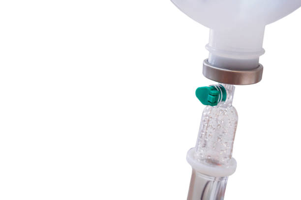 istock Medical intravenous IV drip isolated on white background 868740934