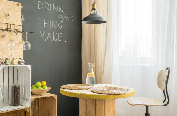 istock Wooden coffee table in eco cafe 868741060