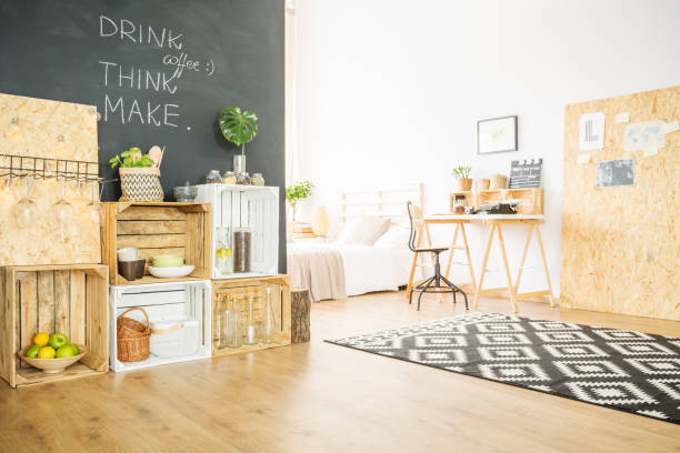 istock Upcycled hipster flat with DIY furniture 868742360