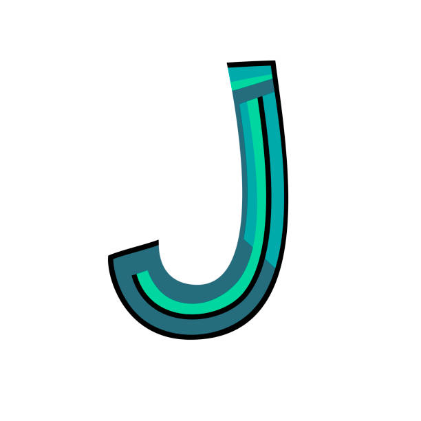 письмо j из английского алфавита. красочный шаблон логотипа в современном геометрическом плоском стиле и векторной иллюстрации, креативны� - letter j block toy alphabet stock illustrations