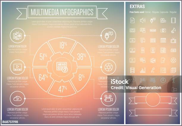 Infographic Examples About Multimedia Multimedia Line Design Infographic Template Stock Illustration ...