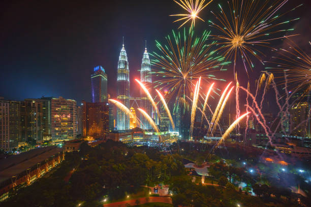 Fireworks at Kuala Lumpur stock photo