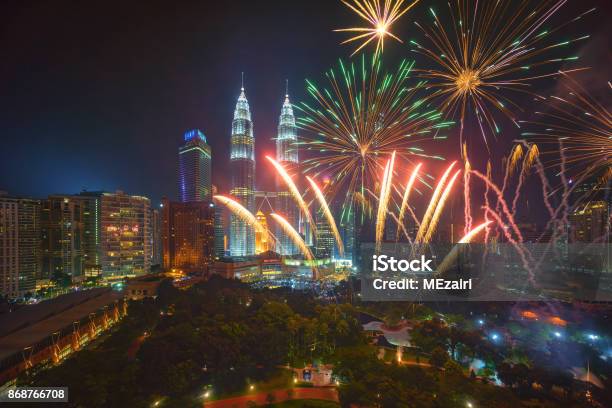 Fireworks At Kuala Lumpur Stock Photo - Download Image Now - Malaysia, Hari Merdeka, Kuala Lumpur