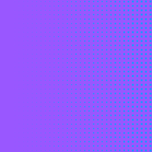 ilustraciones, imágenes clip art, dibujos animados e iconos de stock de patrón de vector de tono medio azul y violeta. cuadrado de fondo de puntos de semitono. - fading