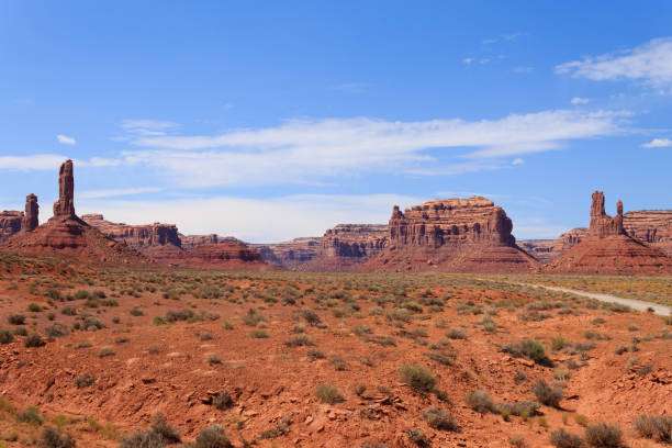 Valley of the Gods view from Utah,USA. Red rocks panorama. Butte and mesa