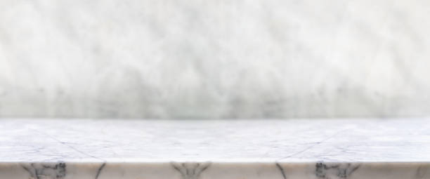 istock Empty white marble table top with blur stone background bokeh light,Mock up template for display or montage of your design,Banner for advertise of product,panorama view 868779962