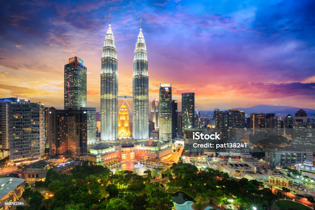 Kuala Lumpur city skyline Kuala Lumpur city skyline at dusk, Kuala lumpur Malaysia Kuala Lumpur Stock Photo