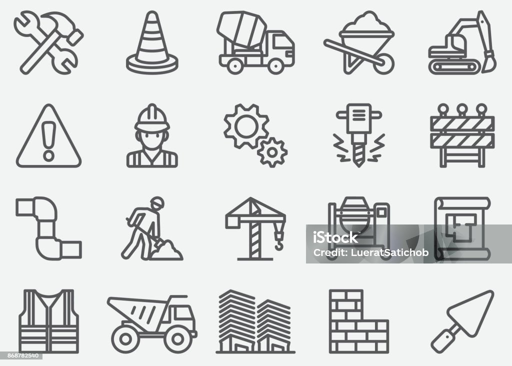 Under Construction Line Icons Icon Symbol stock vector