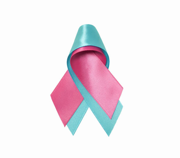 Pink ribbon and blue ribbon Pink ribbon and blue ribbon miscarriage stock pictures, royalty-free photos & images