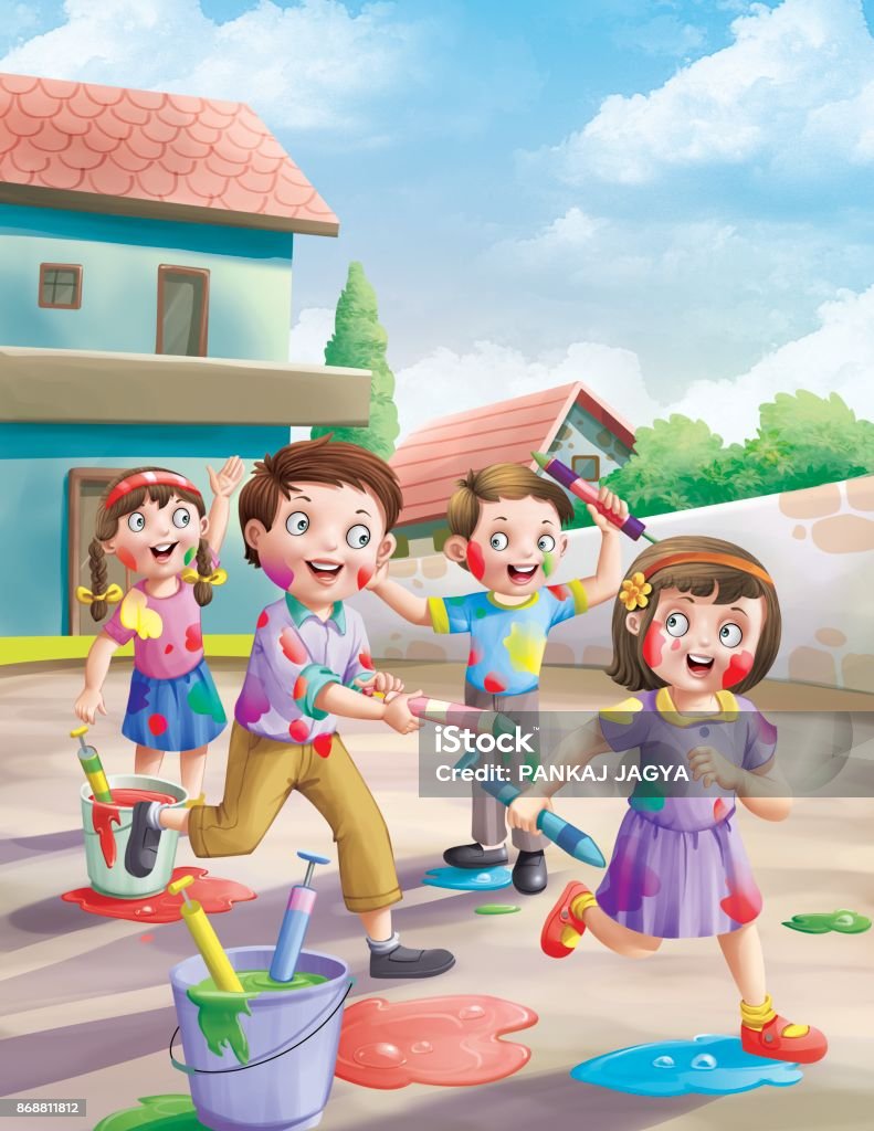Holi Festival Stock Illustration - Download Image Now - Holi, Nursery  Rhyme, Water - iStock