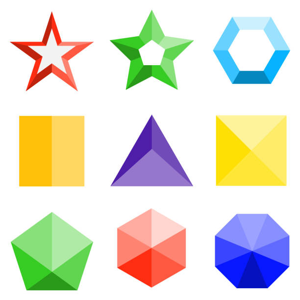 geometrische 3d-formen. eine reihe von dreidimensionalen farbigen geometrischen formen - sulfide stock-grafiken, -clipart, -cartoons und -symbole