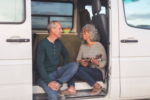 istock senior couple on a road trip in their camper van 868818896